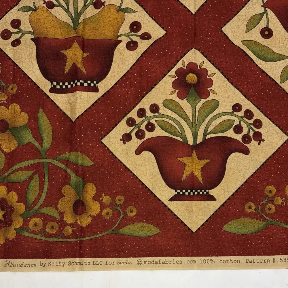 ABUNDANCE by Kathy Schmitz For Moda Pattern 5890 Cotton Fabric Panel 5/8 Yard